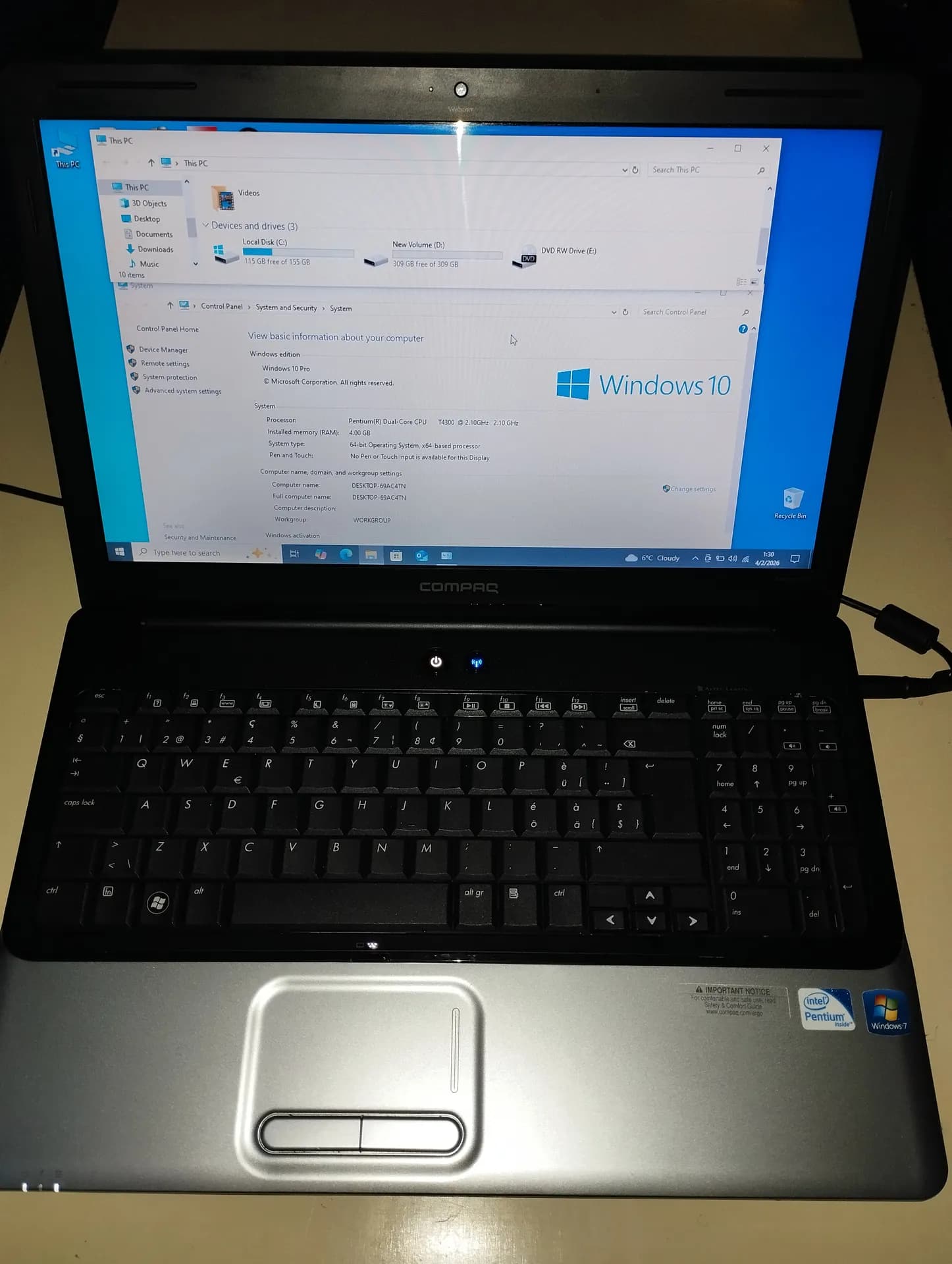 HP Compaq Presario CQ61 